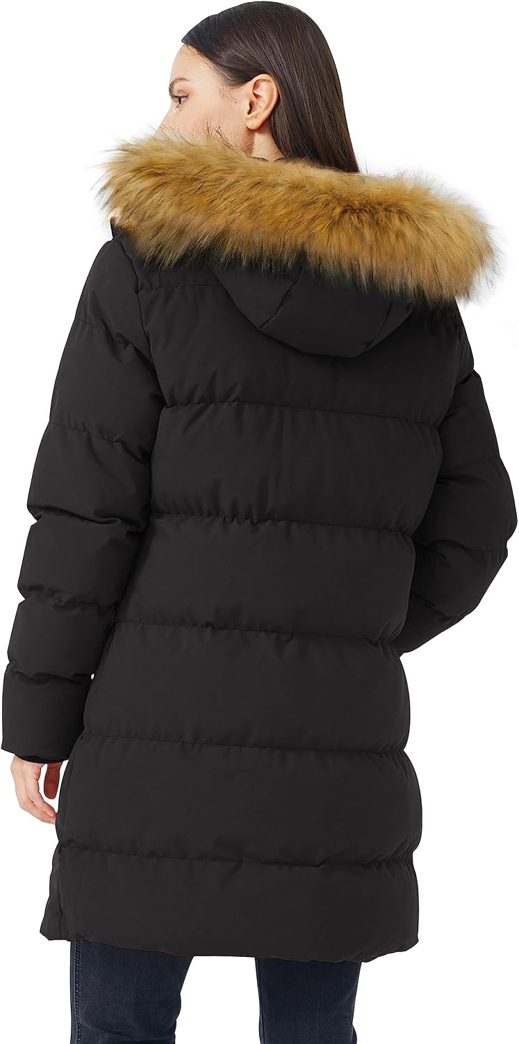 image:imageWenVen Womens Winter Thickened Long Puffer Coat Warm Parka JacketBlack
