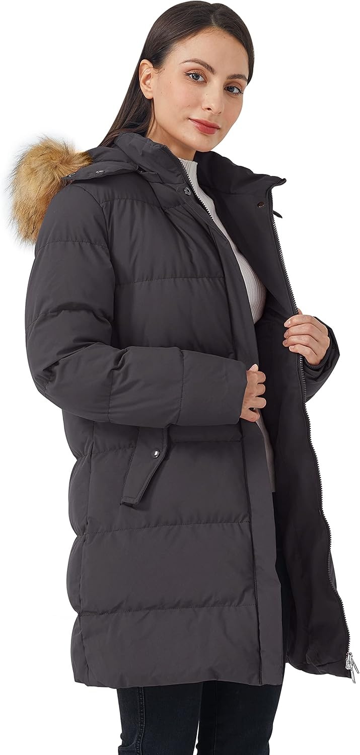 image:imageWenVen Womens Winter Thickened Long Puffer Coat Warm Parka JacketCharcoal