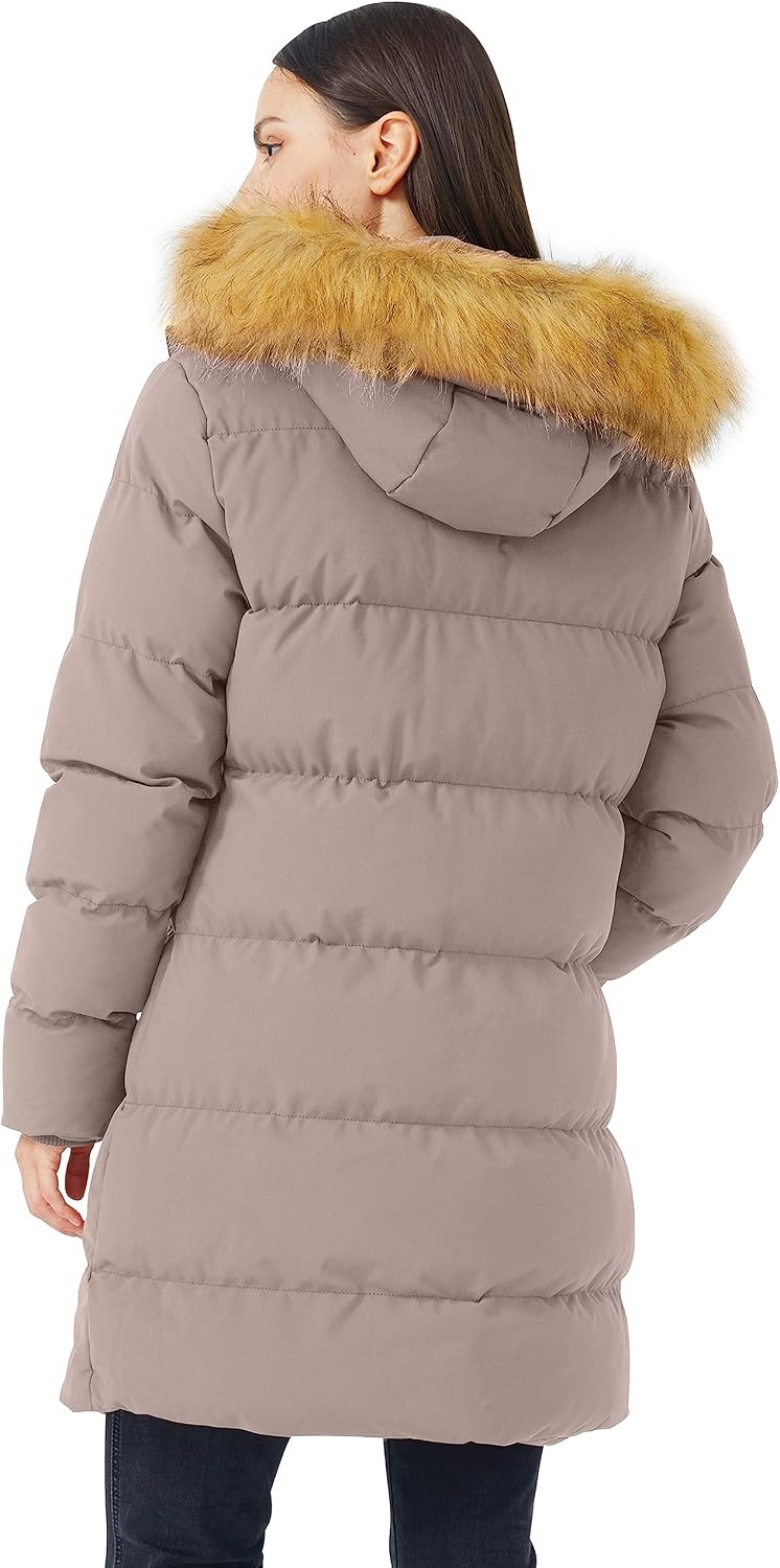 image:imageWenVen Womens Winter Thickened Long Puffer Coat Warm Parka JacketKhaki
