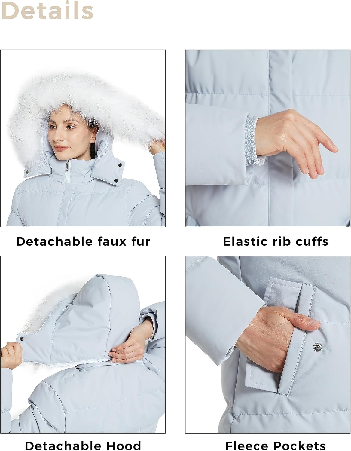 image:imageWenVen Womens Winter Thickened Long Puffer Coat Warm Parka JacketLight Blue