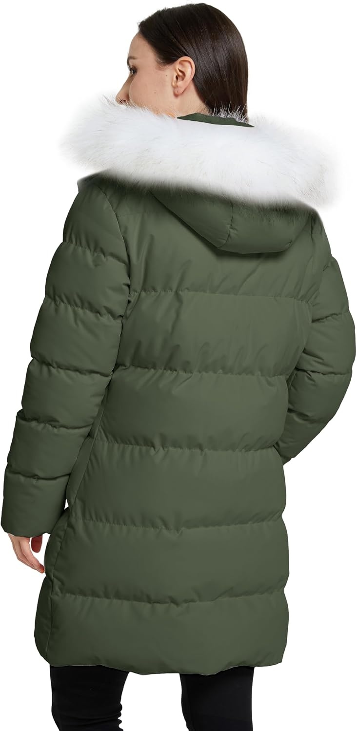 image:imageWenVen Womens Winter Thickened Long Puffer Coat Warm Parka JacketOlive