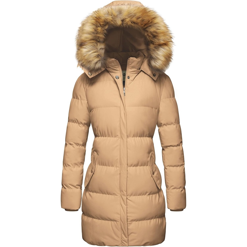 image:imageWenVen Womens Winter Thickened Long Puffer Coat Warm Parka JacketLight Tan