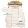 WenVen Women’s Winter Thickened Long Puffer Coat Warm Parka Jacket(Beige)