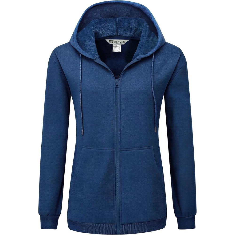 image:imageWenVen Womens Plus Size Zip Up Hoodies Oversized Sweatshirt Fleece JacketBlue