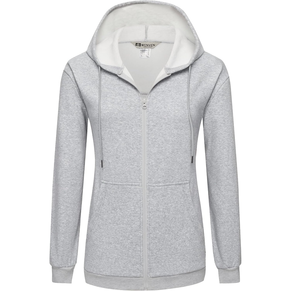 image:imageWenVen Womens Plus Size Zip Up Hoodies Oversized Sweatshirt Fleece JacketGrey