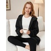 WenVen Women’s Plus Size Zip Up Hoodies Oversized Sweatshirt Fleece Jacket(Black)