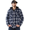 WenVen Men’s Thick Plaid Flannel Quilted Shirts Jacket Cotton Coat(Dark Blue)