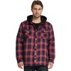 WenVen Men’s Thick Plaid Flannel Quilted Shirts Jacket Cotton Coat(Dark Red)