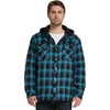 WenVen Men’s Thick Plaid Flannel Quilted Shirts Jacket Cotton Coat(Light Blue)
