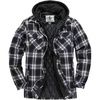WenVen Men’s Thick Plaid Flannel Quilted Shirts Jacket Cotton Coat(Black)
