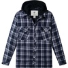 WenVen Men’s Thick Plaid Flannel Quilted Shirts Jacket Cotton Coat(Blue)