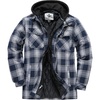 WenVen Men’s Thick Plaid Flannel Quilted Shirts Jacket Cotton Coat(Dark Blue)