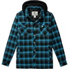 WenVen Men’s Thick Plaid Flannel Quilted Shirts Jacket Cotton Coat(Light Blue)