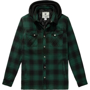 WenVen Men’s Thick Plaid Flannel Quilted Shirts Jacket Cotton Coat(Dark Green)