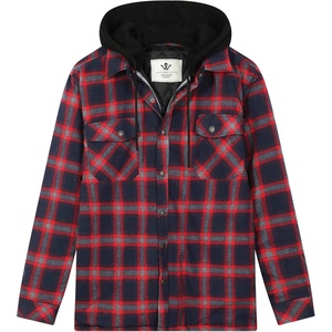 WenVen Men’s Thick Plaid Flannel Quilted Shirts Jacket Cotton Coat(Dark Red)