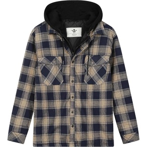 WenVen Men’s Thick Plaid Flannel Quilted Shirts Jacket Cotton Coat(Yellow)