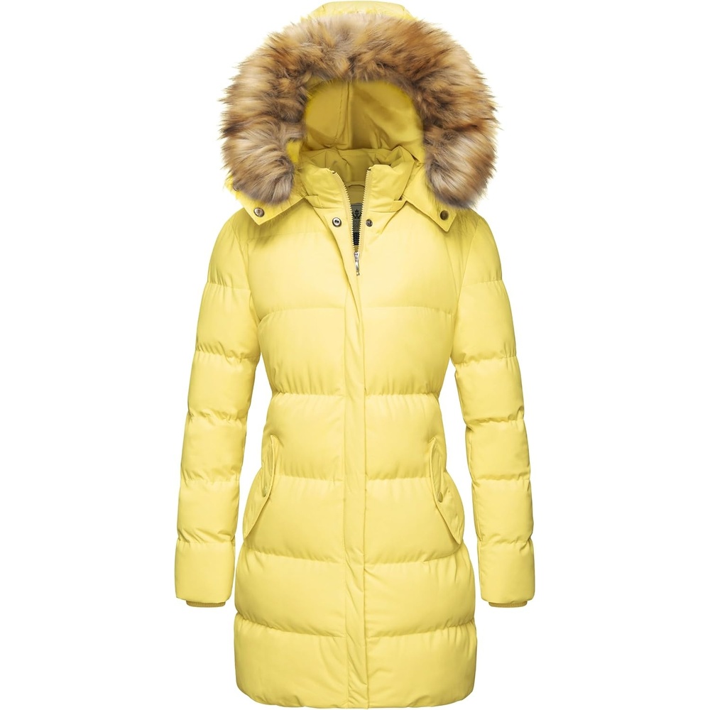 image:imageWenVen Womens Winter Thickened Long Puffer Coat Warm Parka JacketLight Yellow