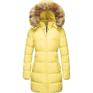 WenVen Women’s Winter Thickened Long Puffer Coat Warm Parka Jacket(Light Yellow)