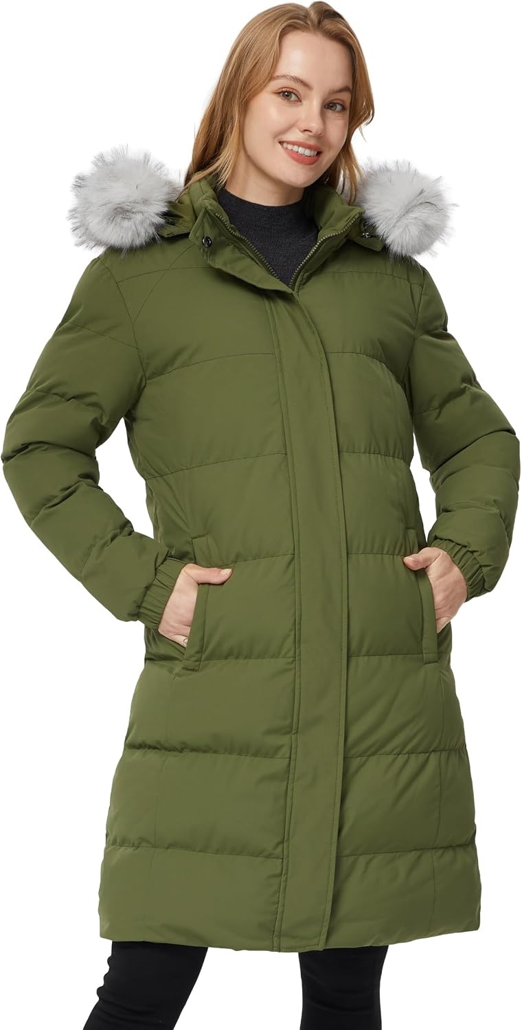 image:imageWenVen Womens Winter Long Puffer Coat Waterproof Warm Parka JacketArmy Green