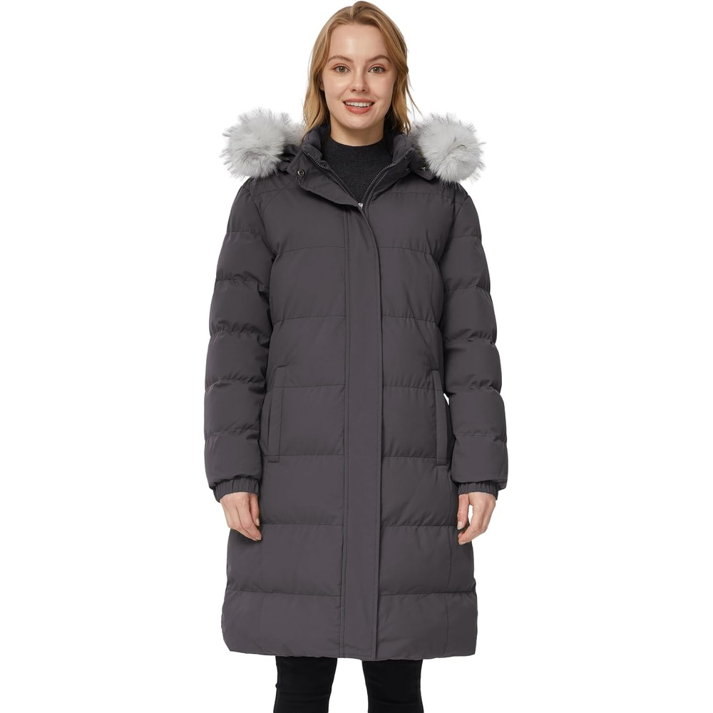 image:imageWenVen Womens Winter Long Puffer Coat Waterproof Warm Parka JacketCharcoal Heather
