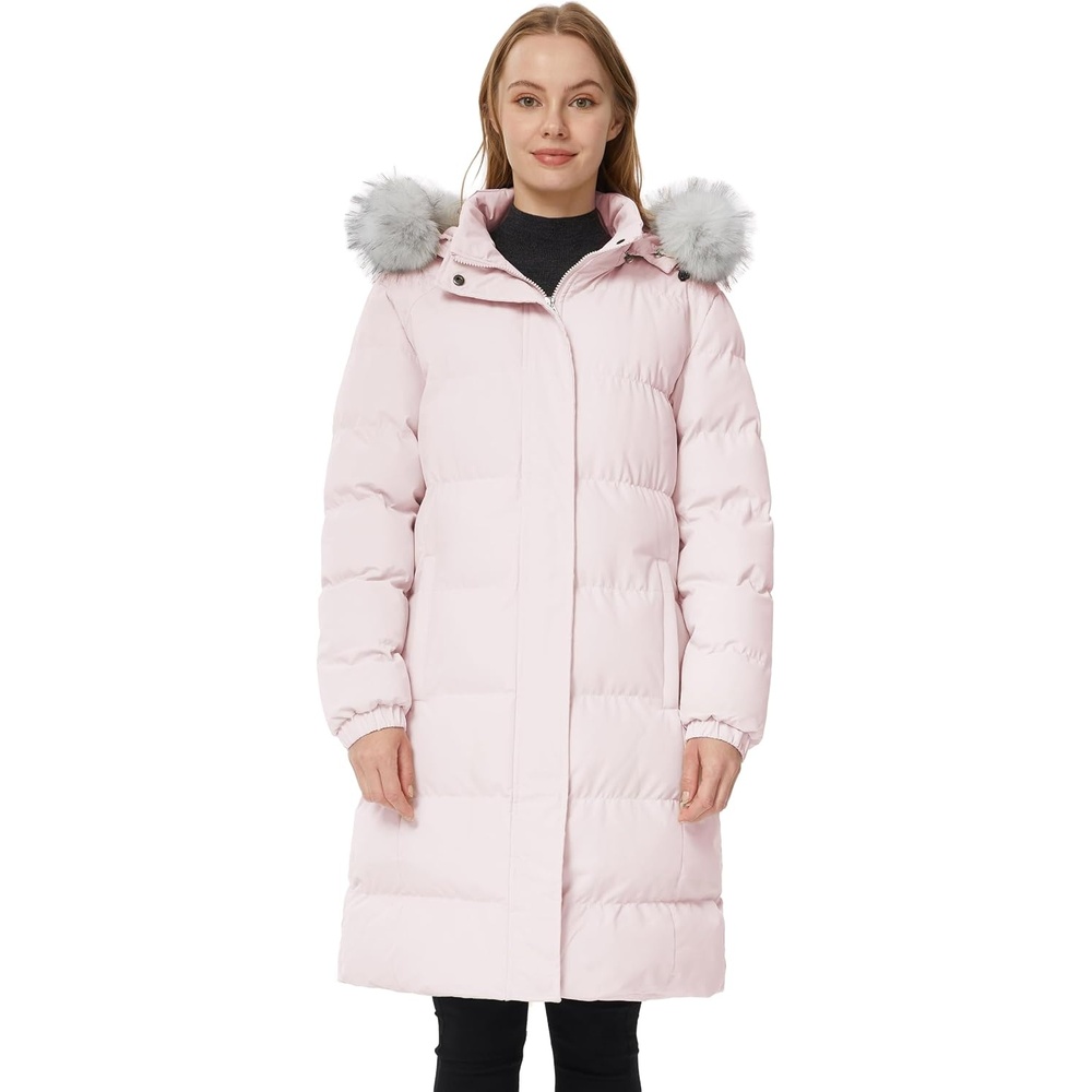 image:imageWenVen Womens Winter Long Puffer Coat Waterproof Warm Parka JacketPink