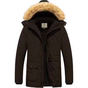 WenVen Men’s Hooded Warm Coat Winter Parka Jacket(Brown1)