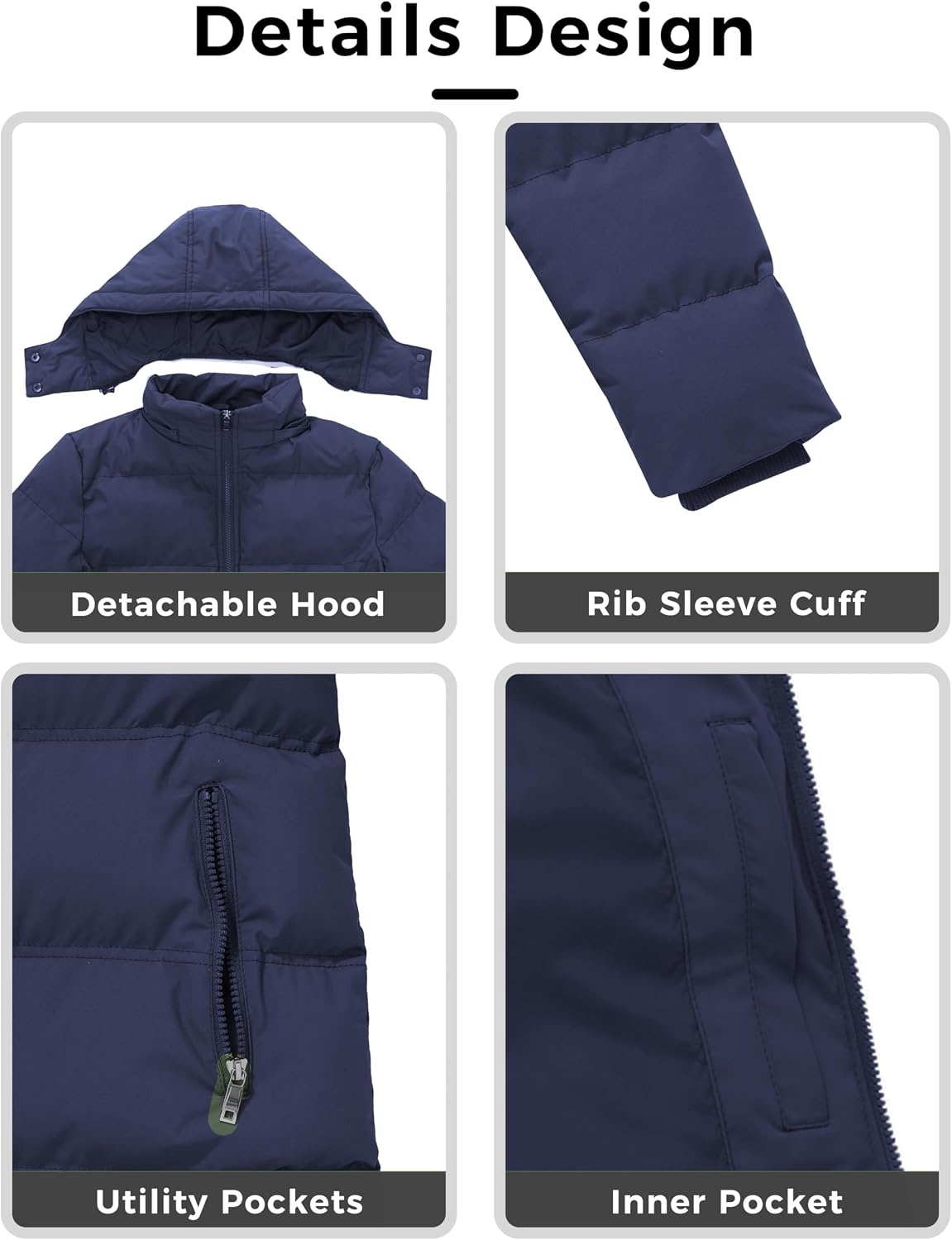 image:imageWenVen Womens Warm Thickened Parka Coat Winter Puffer Jacket with HoodNavy