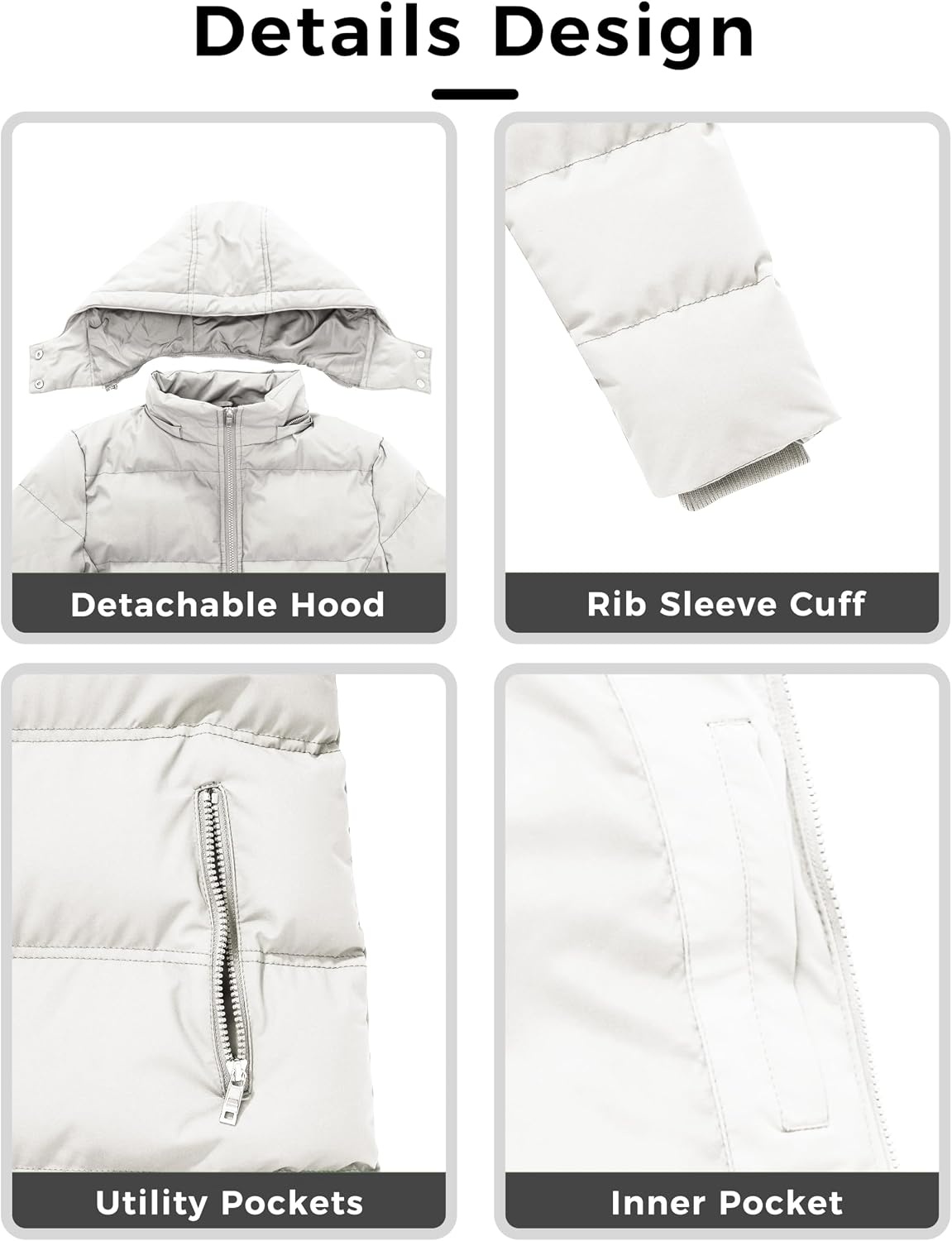 image:imageWenVen Womens Warm Thickened Parka Coat Winter Puffer Jacket with HoodWhite