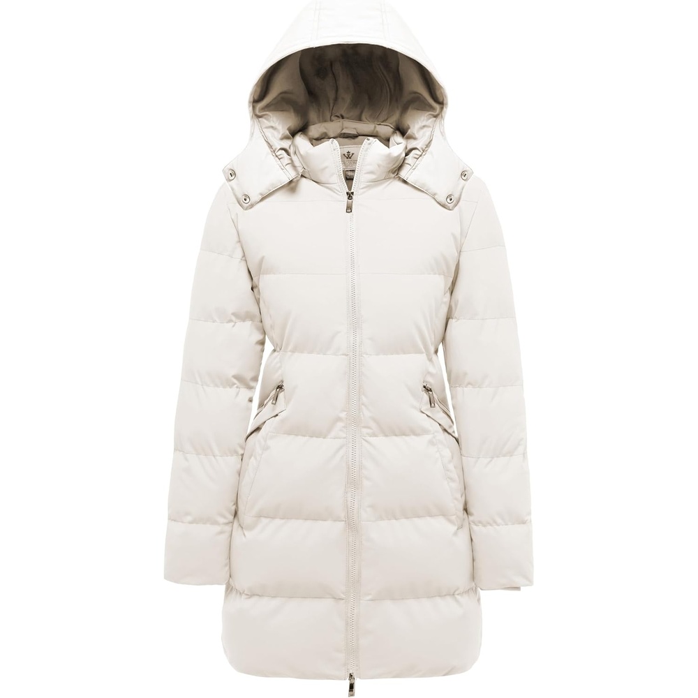 image:imageWenVen Womens Warm Thickened Parka Coat Winter Puffer Jacket with HoodBeige