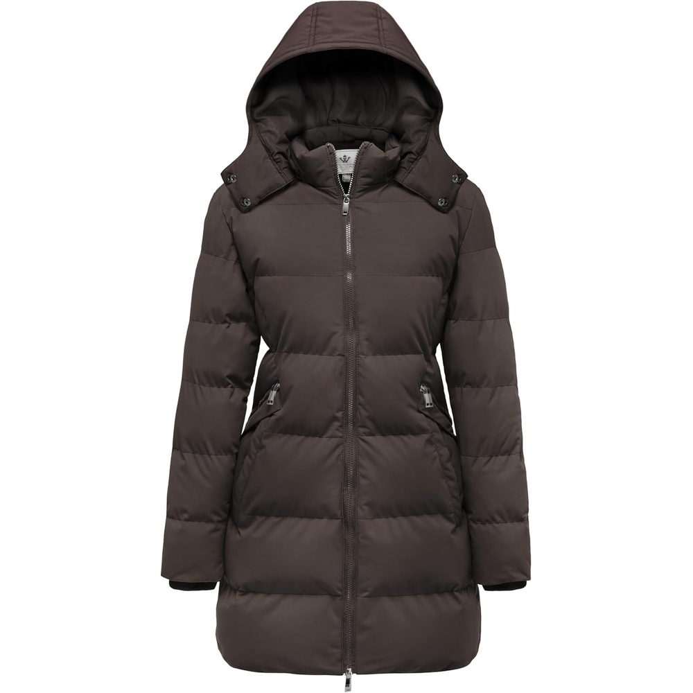 image:imageWenVen Womens Warm Thickened Parka Coat Winter Puffer Jacket with HoodCoffee