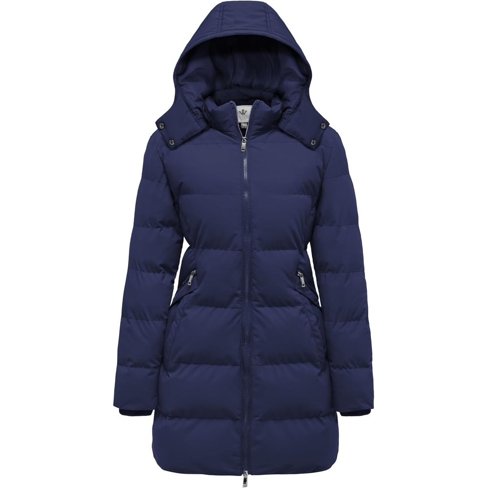image:imageWenVen Womens Warm Thickened Parka Coat Winter Puffer Jacket with HoodNavy