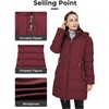 WenVen Women’s Warm Thickened Parka Coat Winter Puffer Jacket with Hood(Red)