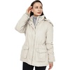 WenVen Women’s Winter Warm Sherpa Lined Jacket Heavy Parka Coat with Hood(Beige)