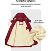 WenVen Women’s Winter Warm Sherpa Lined Jacket Heavy Parka Coat with Hood(Claret)