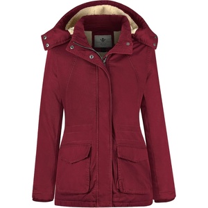 WenVen Women’s Winter Warm Sherpa Lined Jacket Heavy Parka Coat with Hood(Claret)