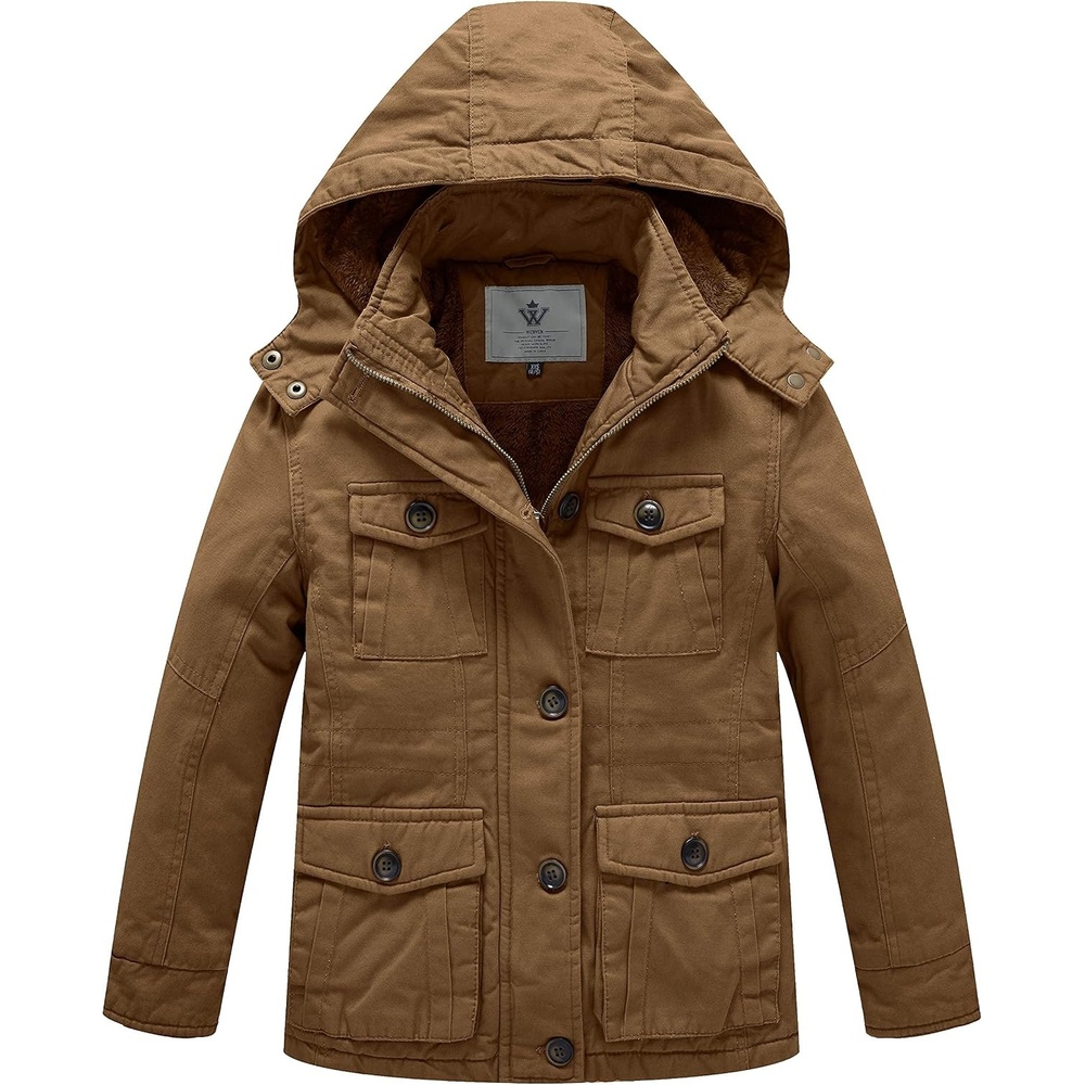 image:imageWenVen Boys amp Girls Winter Cotton Fleece Lined Warm Coat Parka JacketBrown