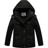 WenVen Boys’ & Girls’ Winter Cotton Fleece Lined Warm Coat Parka Jacket(Black)