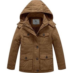 WenVen Boys’ & Girls’ Winter Cotton Fleece Lined Warm Coat Parka Jacket(Brown)