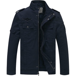 WenVen Men’s Military Jacket Fleece Lined Winter Puffer Coat Cotton Windbreaker Parka(Navy)