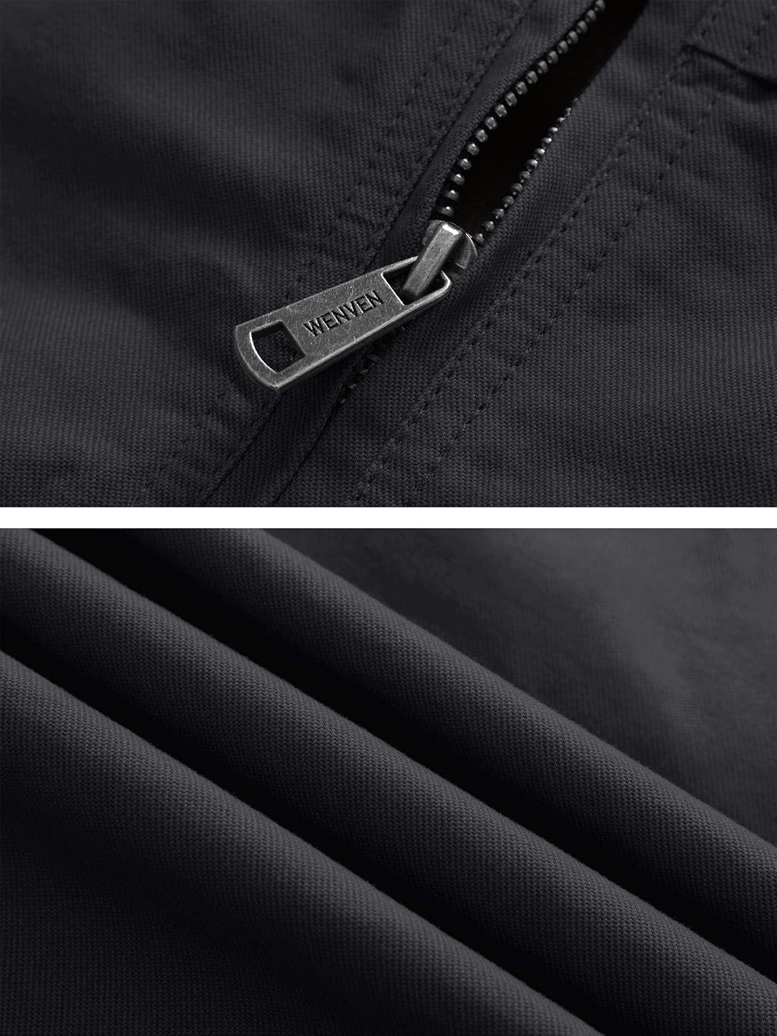 image:imageWenVen Mens Spring Canvas Military Jacket Casual Lightweight Cotton CoatGrey