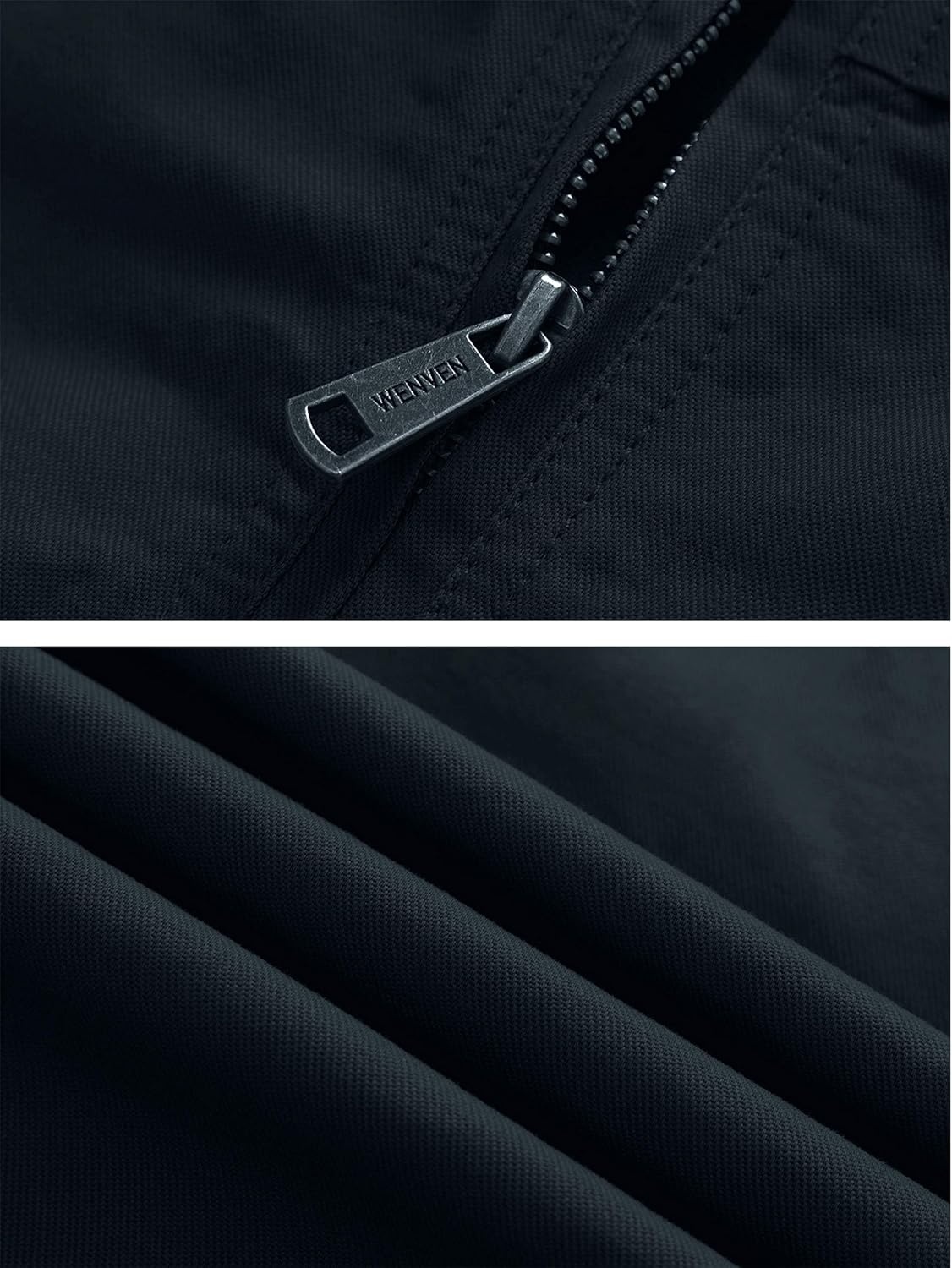 image:imageWenVen Mens Spring Canvas Military Jacket Casual Lightweight Cotton CoatNavy