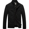 WenVen Men’s Spring Canvas Military Jacket Casual Lightweight Cotton Coat(Black)