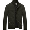 WenVen Men’s Spring Canvas Military Jacket Casual Lightweight Cotton Coat(Green)