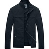 WenVen Men’s Spring Canvas Military Jacket Casual Lightweight Cotton Coat(Navy)