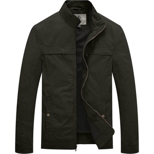 WenVen Men’s Spring Canvas Military Jacket Casual Lightweight Cotton Coat(Green)