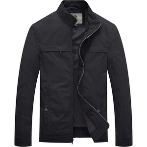 WenVen Men’s Spring Canvas Military Jacket Casual Lightweight Cotton Coat(Grey)