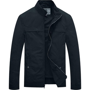 WenVen Men’s Spring Canvas Military Jacket Casual Lightweight Cotton Coat(Navy)
