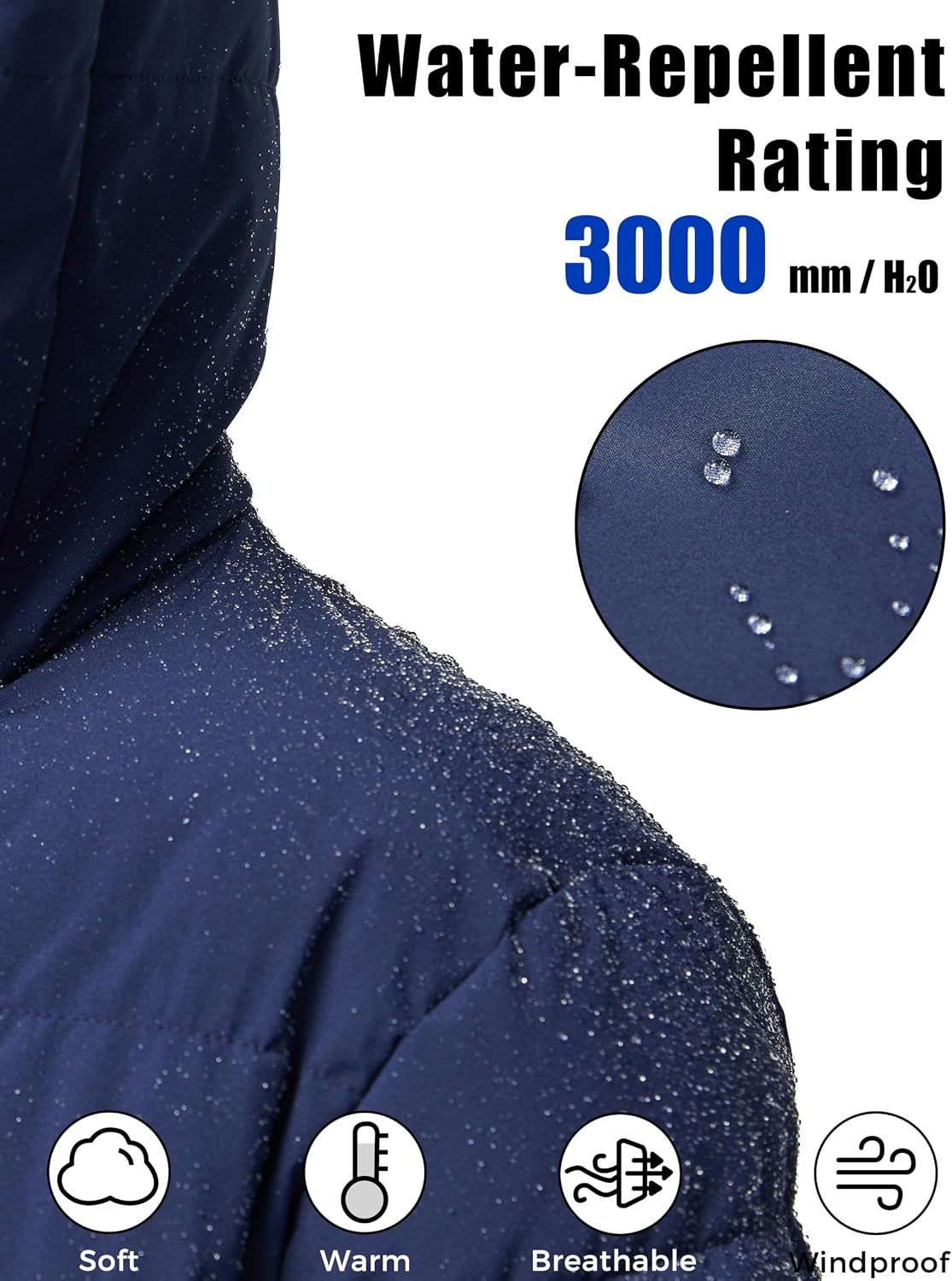 image:imageWenven Women Waterproof Heated Jacket 3 Heat Settings with 20000mAh BatteryBlue
