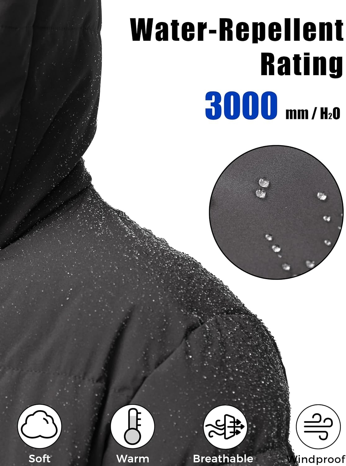 image:imageWenven Women Waterproof Heated Jacket 3 Heat Settings with 20000mAh BatteryGrey