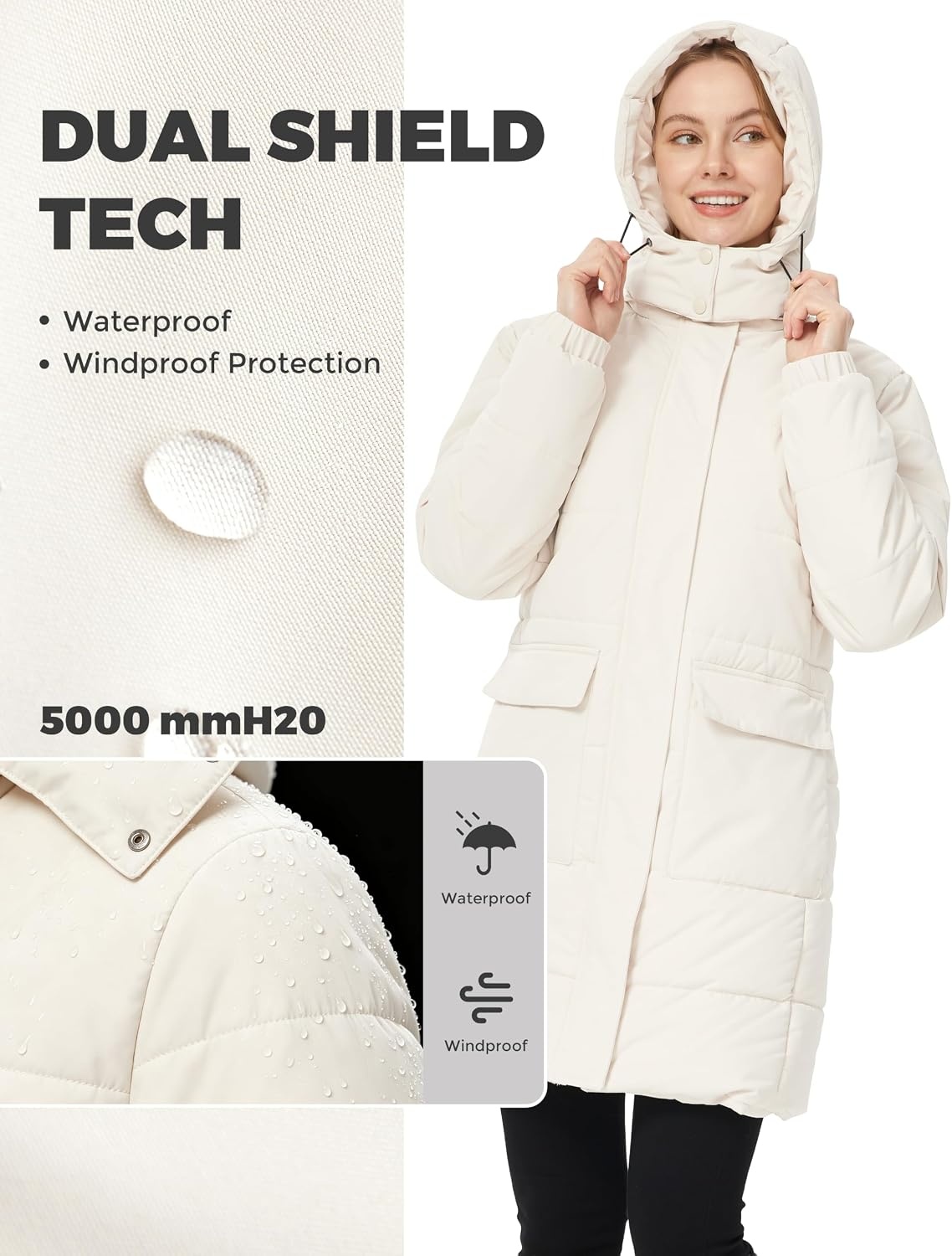 image:imageWenven Womens Winter Warm Puffer Coat Thicken Long Parka Jacket with HoodBeige